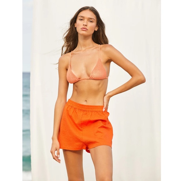 Jade Swim Mika Top + Short 2pc Beach Set in Orange Horizon Cotton - Picture 3 of 9